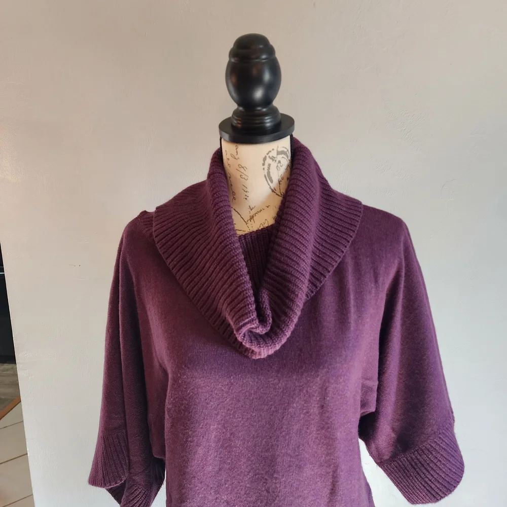 LOFT Rich Plum Cowl Neck Sweater